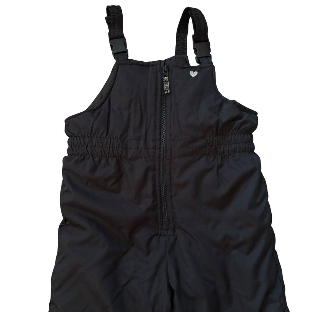 Girl's Ski Bibs MEDIUM 5/6 Black Insulated Snow Pants Adjustable ZipUp CARTERS